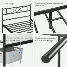 1PC 16.5inch Metal Platform Bed With Slat Support, No Box Spring Needed, Modern Bed Frame For Bedroom, Full Queen Size