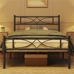 1PC 16.5inch Metal Platform Bed With Slat Support, No Box Spring Needed, Modern Bed Frame For Bedroom, Full Queen Size