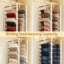 4Pcs Foldable 7-Layer Plastic Pants Hanger Non-Slip Wardrobe Storage Rack Space Saving Organizer for Jeans Leggings Scarves Clothes
