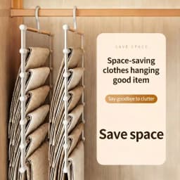 4Pcs Foldable 7-Layer Plastic Pants Hanger Non-Slip Wardrobe Storage Rack Space Saving Organizer for Jeans Leggings Scarves Clothes