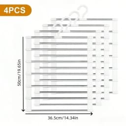 4Pcs Foldable 7-Layer Plastic Pants Hanger Non-Slip Wardrobe Storage Rack Space Saving Organizer for Jeans Leggings Scarves Clothes