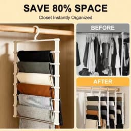 4Pcs Foldable 7-Layer Plastic Pants Hanger Non-Slip Wardrobe Storage Rack Space Saving Organizer for Jeans Leggings Scarves Clothes
