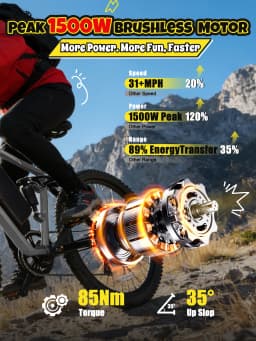 ESKUTE M200F Electric Bike for Adults – 27.5 inch Tire Mountain E-Bike, Brushless Motor, 48V 20.8Ah Removable Battery, Up to 80 Miles, Step Over Commuter E-MTB, Full Suspensions