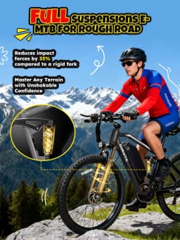 ESKUTE M200F Electric Bike for Adults – 27.5 inch Tire Mountain E-Bike, Brushless Motor, 48V 20.8Ah Removable Battery, Up to 80 Miles, Step Over Commuter E-MTB, Full Suspensions