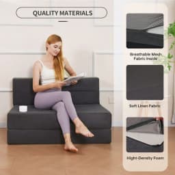 Sofa Bed With 2 Pillows, Loveseat Futon Sleeper Chair With Washable Cover, Convertible Futon Sofa Bed, Fold Out Couch For Livin