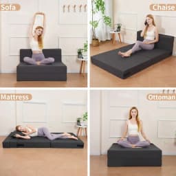 Sofa Bed With 2 Pillows, Loveseat Futon Sleeper Chair With Washable Cover, Convertible Futon Sofa Bed, Fold Out Couch For Livin