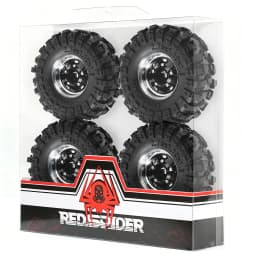 RED SPIDER 4Pcs 1.3 Inch 70mm RC Crawler Rubber Tires Metal Beadlock Wheel Rims Off‑Road Tyre Set for 1/18 1/24 RC Crawler Axial SCX24 FMS FCX24 RC Car Upgrade Spare Parts