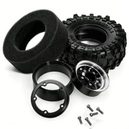 RED SPIDER 4Pcs 1.3 Inch 70mm RC Crawler Rubber Tires Metal Beadlock Wheel Rims Off‑Road Tyre Set for 1/18 1/24 RC Crawler Axial SCX24 FMS FCX24 RC Car Upgrade Spare Parts