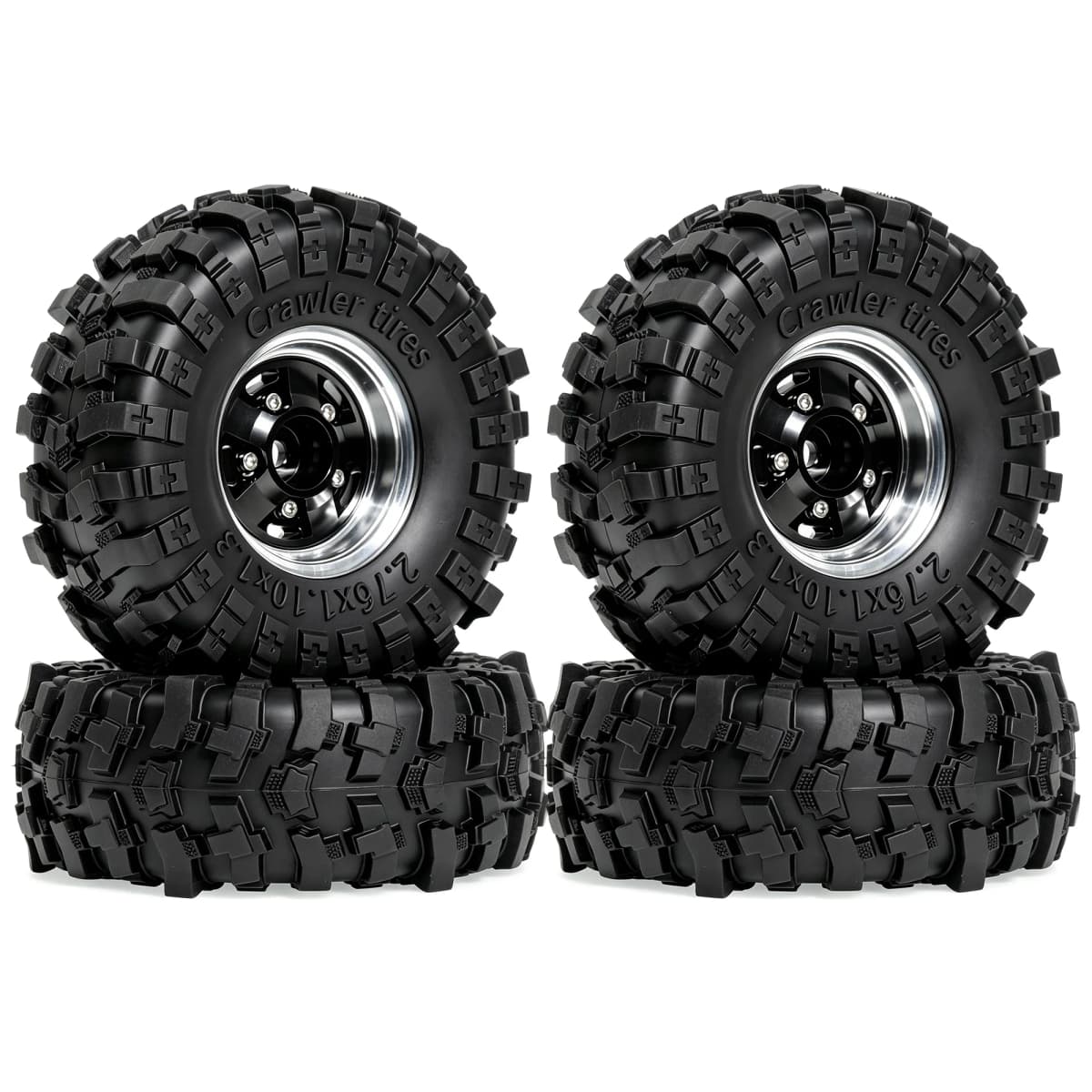 RED SPIDER 4Pcs 1.3 Inch 70mm RC Crawler Rubber Tires Metal Beadlock Wheel Rims Off‑Road Tyre Set for 1/18 1/24 RC Crawler Axial SCX24 FMS FCX24 RC Car Upgrade Spare Parts
