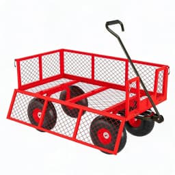 Heavy Duty Steel Garden Wagon Cart 500 LBS Capacity 2-in-1 Handle with Removable Sides, 180° Flexible Handle, 10" Tires for Yard, Lawn, Garden, farms, warehouses