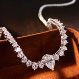 4CT Pear‑Cut D Color VVS1 Moissanite Tennis Pendant Necklace, GRA‑Certified S925 Sterling Silver Stackable Fine Jewelry, Bridal Wedding Gift for Women Daily Party Wear