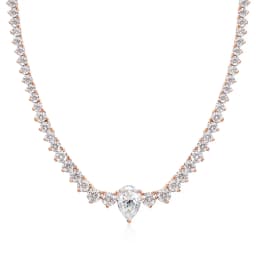 4CT Pear‑Cut D Color VVS1 Moissanite Tennis Pendant Necklace, GRA‑Certified S925 Sterling Silver Stackable Fine Jewelry, Bridal Wedding Gift for Women Daily Party Wear
