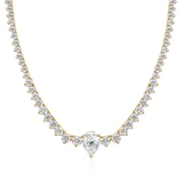 4CT Pear‑Cut D Color VVS1 Moissanite Tennis Pendant Necklace, GRA‑Certified S925 Sterling Silver Stackable Fine Jewelry, Bridal Wedding Gift for Women Daily Party Wear