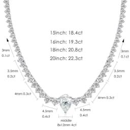 4CT Pear‑Cut D Color VVS1 Moissanite Tennis Pendant Necklace, GRA‑Certified S925 Sterling Silver Stackable Fine Jewelry, Bridal Wedding Gift for Women Daily Party Wear