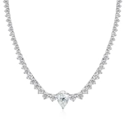 4CT Pear‑Cut D Color VVS1 Moissanite Tennis Pendant Necklace, GRA‑Certified S925 Sterling Silver Stackable Fine Jewelry, Bridal Wedding Gift for Women Daily Party Wear