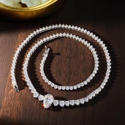 4CT Pear‑Cut D Color VVS1 Moissanite Tennis Pendant Necklace, GRA‑Certified S925 Sterling Silver Stackable Fine Jewelry, Bridal Wedding Gift for Women Daily Party Wear