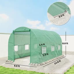Walk-In Tunnel Greenhouse with Roll-Up Front Door and Six-Sided Windows