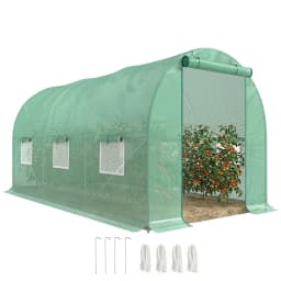 Walk-In Tunnel Greenhouse with Roll-Up Front Door and Six-Sided Windows