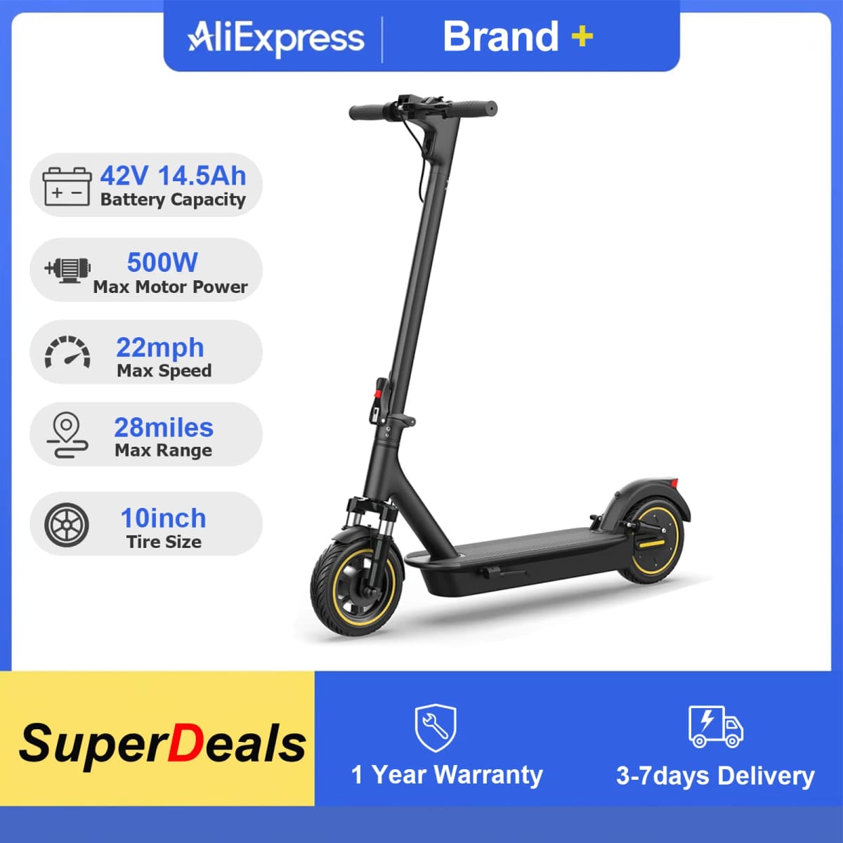 2026 New 10" Adult Electric Scooter 500W Brushless Motor 22Mph Max Speed 28Miles Max Range Double Suspension & Dual Braking Waterproof Smart App Control for Commuting