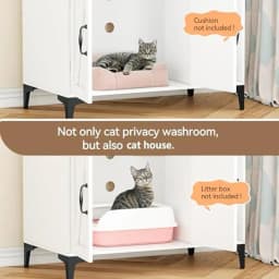Garvee Cat Litter Box Enclosure Hidden Litter Box Cabinet Furniture with Cat Litter Mat Pad Storage Layer and Indoor Cat House for Hallway Bedroom and Living Room