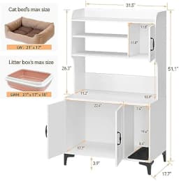Garvee Cat Litter Box Enclosure Hidden Litter Box Cabinet Furniture with Cat Litter Mat Pad Storage Layer and Indoor Cat House for Hallway Bedroom and Living Room
