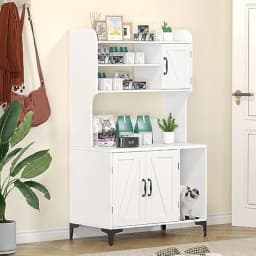Garvee Cat Litter Box Enclosure Hidden Litter Box Cabinet Furniture with Cat Litter Mat Pad Storage Layer and Indoor Cat House for Hallway Bedroom and Living Room