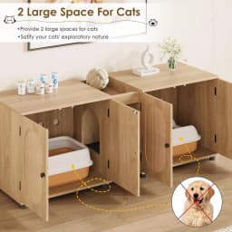 Garvee Multi-Functional Hidden Cat Litter Box Enclosure Furniture for 2 Cats, Rattan Doors, Storage End Table/TV Stand for Indoor Living Room or Bedroom 