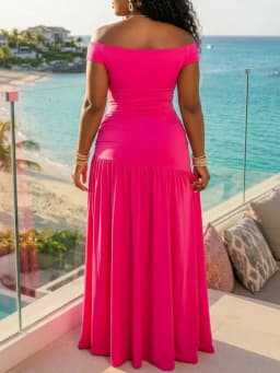 Plus Size Off Shoulder Ruched Waist Floor Length Dress For Women Evening Party Formal Ceremony Fitted Long Dress