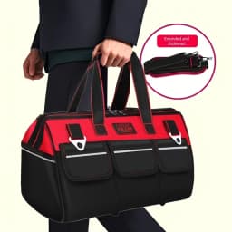 1pc Red 19-Inch 21-Inch 23-Inch Electrician Tool Bag, Large Pocket Canvas Handheld Oxford Cloth Repair Tool Box Extra Thick Large Capacity Tool Bag, Suitable for Electricians, Home Improvement, Fishing, And Various Repair Workers