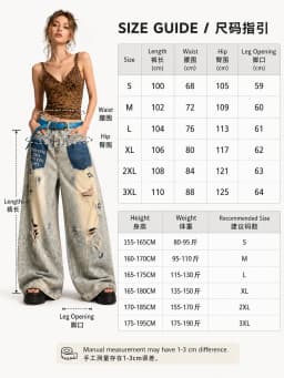 Womens High Waist Baggy Wide Leg Jeans, Retro Washed Patchwork Ripped Paint‑Splatter Distressed Denim Pants Y2K Grunge Streetwear Going‑Out Trousers