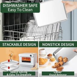 2 Pack Stainless Steel Baking Sheet Set with Cooling Racks Non-Toxic Heavy Duty Easy Clean Cookie Pan Tray for Toaster Oven 16x12x1 Inches
