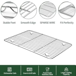 2 Pack Stainless Steel Baking Sheet Set with Cooling Racks Non-Toxic Heavy Duty Easy Clean Cookie Pan Tray for Toaster Oven 16x12x1 Inches