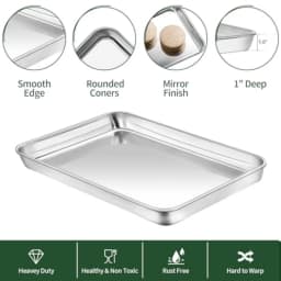 2 Pack Stainless Steel Baking Sheet Set with Cooling Racks Non-Toxic Heavy Duty Easy Clean Cookie Pan Tray for Toaster Oven 16x12x1 Inches