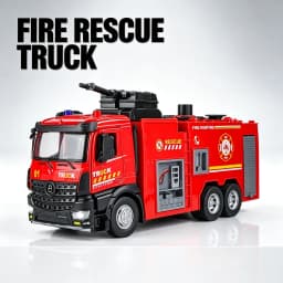 Large Water-Squirt Fire Water Tank Truck Model Metal Die-Cast Front Wheel Steering Children's Toy Car Ornaments Halloween Gift