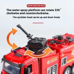 Large Water-Squirt Fire Water Tank Truck Model Metal Die-Cast Front Wheel Steering Children's Toy Car Ornaments Halloween Gift