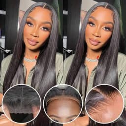 16-42 Inch 13*4 13*6 HD Lace Closure Wigs Put On And Go Bone Straight Glueless Long Virgin Human Hair Wig Brazilian Silk Straight Human Hair Wig 250% Density Pre Plucked Pre Cut Beginners Friendly No Glue 3s Wear And Go For Beginners Valentine's Day