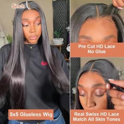 16-42 Inch 13*4 13*6 HD Lace Closure Wigs Put On And Go Bone Straight Glueless Long Virgin Human Hair Wig Brazilian Silk Straight Human Hair Wig 250% Density Pre Plucked Pre Cut Beginners Friendly No Glue 3s Wear And Go For Beginners Valentine's Day