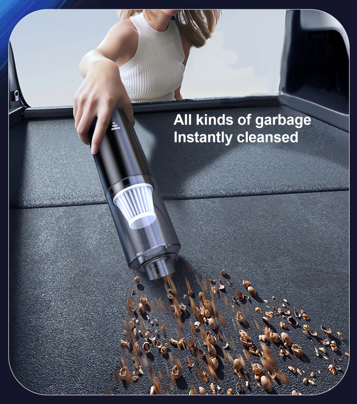 Car Vacuum Cleaner Portable Dust-Catcher with Suction Mouth Brush and Blow Mouth Low Noise Dry and Wet Use Type-C Charging Strong Suction Cordless Vacuum Sweeper for Home and Auto Interior