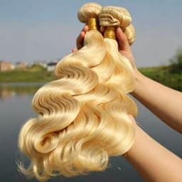 Blonde Bundles Human Hair 30 32 34 36 38 Inch Long Brazilian Raw Weave Bundles 613 Body Wave 1/3/4 Bundles Deals 100% Real Human Hair Extensions for Women Easy To Dye