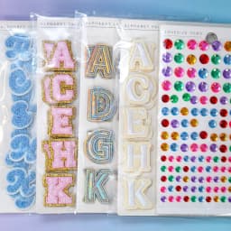 30pc Pink and Gold Adhesive Alphabet Patches