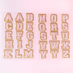 30pc Pink and Gold Adhesive Alphabet Patches
