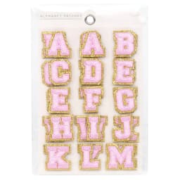 30pc Pink and Gold Adhesive Alphabet Patches