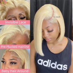 613 Transparent Lace Front Wig Short Bob Wigs 613 Blonde 13x4 13x6 HD Lace Front Human Hair Wig Brazilian Bone Straight Human Hair Bob Wig Pre Plucked with Baby Hair