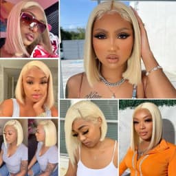 613 Transparent Lace Front Wig Short Bob Wigs 613 Blonde 13x4 13x6 HD Lace Front Human Hair Wig Brazilian Bone Straight Human Hair Bob Wig Pre Plucked with Baby Hair