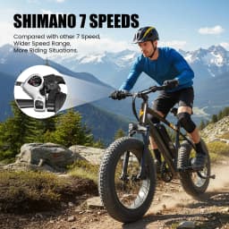 Hopepeak F10 Fat Tire Electric Bike for Adults, 20"×4.0" Fat Tire Electric Mountain Bike, Peak 1200W 48V 10.4Ah,  28MPH 55 Miles  Electric Bicycle, 7-Speed