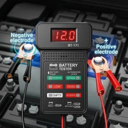 12V Car Battery Tester LED Display Voltage Detector with Reverse Alarm Overvoltage Protection