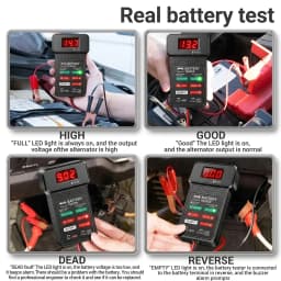 12V Car Battery Tester LED Display Voltage Detector with Reverse Alarm Overvoltage Protection