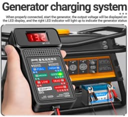 12V Car Battery Tester LED Display Voltage Detector with Reverse Alarm Overvoltage Protection