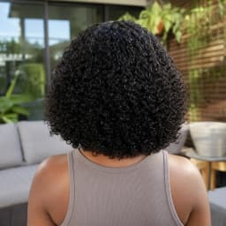 TIMOPOL 10 Inch Short Curly Bob Jerry Curly Human Hair Wig 13x4 Lace Front, #1B Natural Black Glueless Wig Pre Plucked Hairline with Baby Hair for Black Women Daily Party