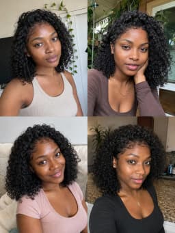 TIMOPOL 10 Inch Short Curly Bob Jerry Curly Human Hair Wig 13x4 Lace Front, #1B Natural Black Glueless Wig Pre Plucked Hairline with Baby Hair for Black Women Daily Party
